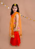 Girls Yellow Floral Printed Pure Cotton Kurti With Sharara With Dupatta